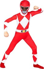 Kids Red Mighty Morphin Morphsuit Boys Power Ranger Superhero Costume Halloween