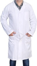 DR Uniforms Cotton Lab Coat - Unisex White Long for Students and Medium