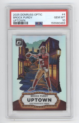 BROCK PURDY 2025 DONRUSS OPTIC UPTOWN CASE HIT SSP #4 49ERS PSA 10 Q1887