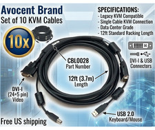 10-Pack Avocent CBL0028 12ft DVI-I USB For Le...