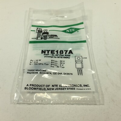 (2) NTE NTE187A Silicon PNP Transistors Medium Power Audio Amplifier - Lot of 2