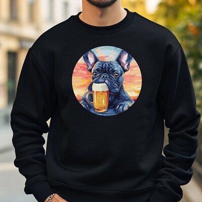 Bulldog Drinking Beer Sweatshirt Cosy and Perfect for Any Occasion S to 4XL