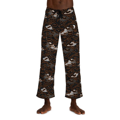 Men's Pajama Pants, Halloween Bats and Night Sky in Black & Orange - 第 4/13 張圖片