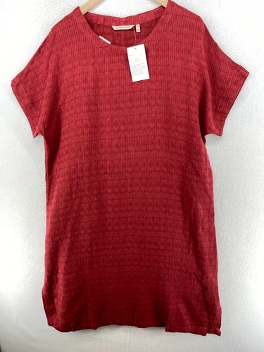 NEW SOFT SURROUNDINGS Linen Cotton Remi Gauze Dress Tall M Short Sleeve  Slip Red | eBay