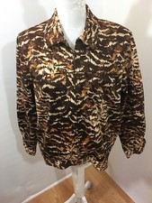 Alfred Dunner Ladies Petite Jacket Sz 14 Multicolor Browns Front Zipper Pockets