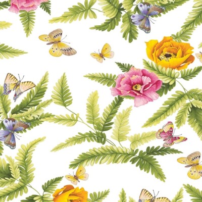 Wachstuch Tischdecke Butterfly Flowers C146031 eckig rund oval