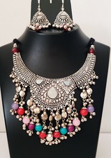 Belly Dance Hippie Jewelry Tribal Fashion Kuchi ATS Vintage Rhinestone Necklace
