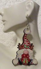 Holiday Gnome with Braids Earring 3.25" Yuletide Handcrafted Gnome Collection