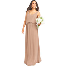 Show Me Your Mumu Kendall Maxi With Slit Dress Dune Chiffon Sz XS