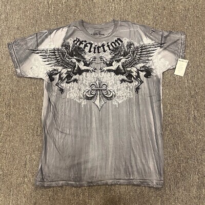 AFFLICTION T-Shirt Authentic Gray Andrei Arlovski Signature Series