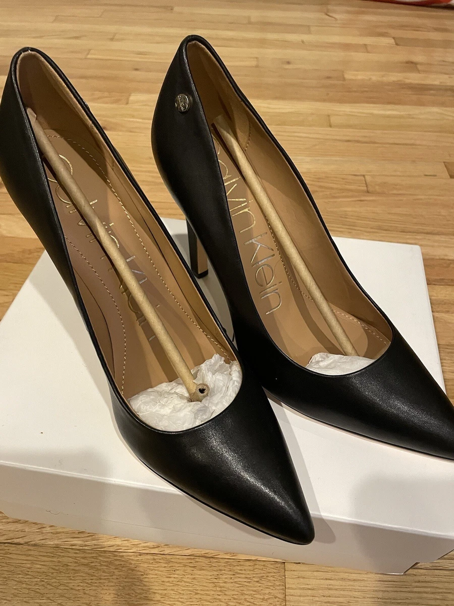 Calvin Klein - Brady Leather Pointed Toe Pump - Wide Width Available