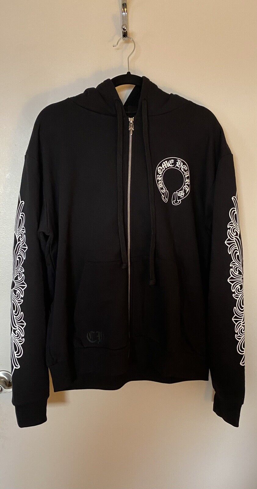 Chrome Hearts Horseshoe Floral Cross Sleeve Zip Hoodie - Gem