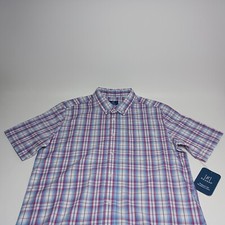 George Mens Short Sleeve Poplin Button Down Shirt Size L 42-44 Blue