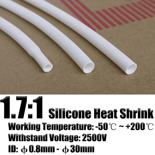 White Flexible Silicone Heat Shrink Tube 200℃ 2500V Wire Cable Soft Sleeving