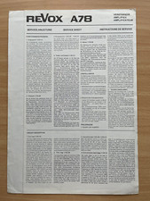 Original REVOX A78 Service Sheet Anleitung (from Collection) - TOP!