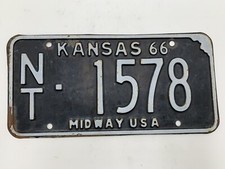 Vintage Metal Kansas License Plate Collectible Black/White NT-1578