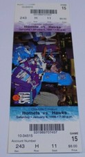 Charlotte Hornets Atlanta Hawks Ticket Stub #11 1/6/96 Glen Rice Larry Johnson