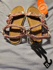 Wonder Nation Toddler Girls Floral Flatform Pink Floral Nature Sandals Size 12