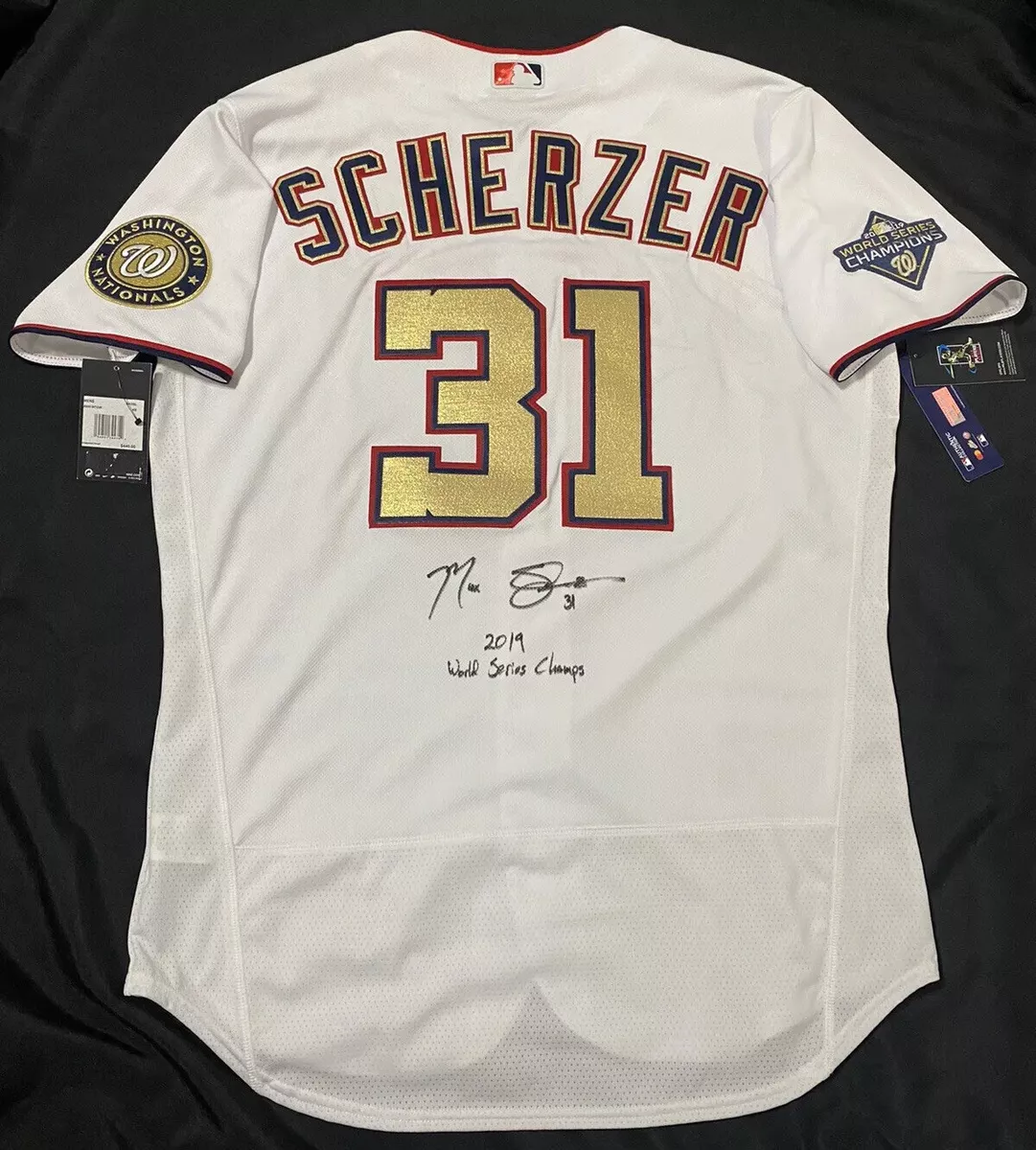 Max Scherzer 19 WS Champs Signed Washington Nationals Authentic Jersey MLB  Holo