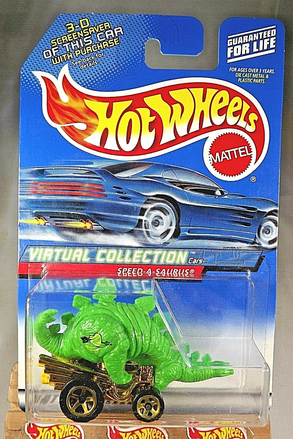 2000 Hot Wheels #104 Virtual Collection Cars SPEED-A-SAURUS Green w/Gold 5 Spoke