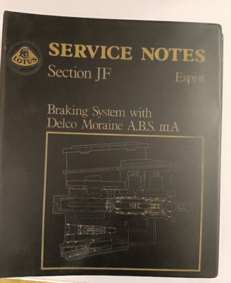 Lotus  Esprit, Service Notes A.B.S. Braking System Delco Moraine,Werkstatt Buch