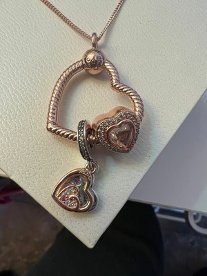 Pandora Necklace, O Heart Pendant, Rose 