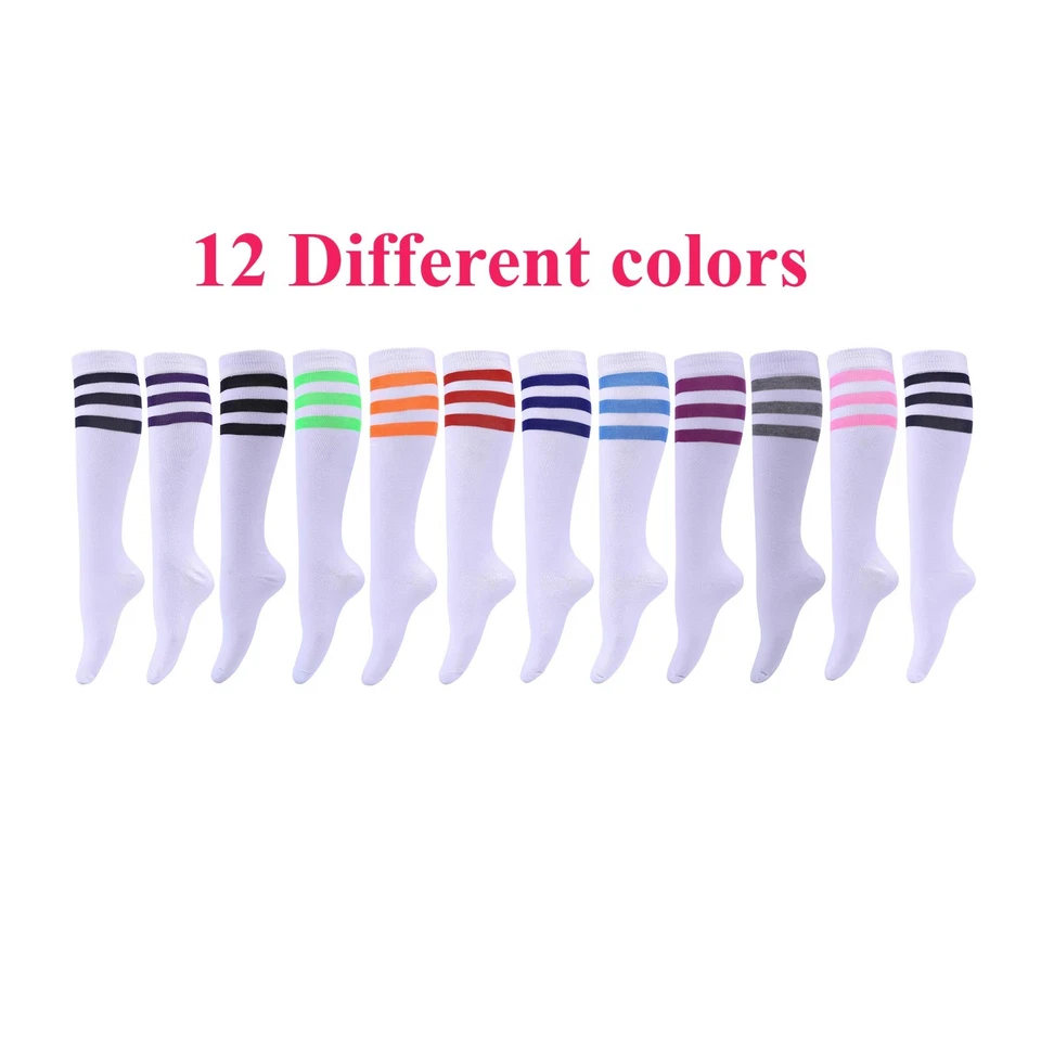 Lote al por mayor de 12 pares de calcetines hasta la rodilla para mujer dama niña uniforme escolar talla 9-11 Foto 2 de 4