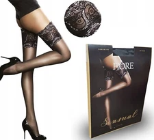 Fiore 'Sandrine' lace top hold ups deep lace stay ups hold up stockings 20 Den