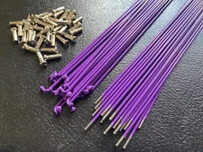 Bicycle Spokes & Nipples - 14G Stainless Steel - PURPLE (CHOOSE YOUR LENGTH)