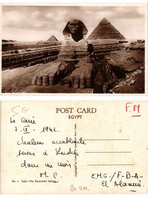 Old postcard AK EGYPT CAIRO - The Excavated Sphinx (421549)