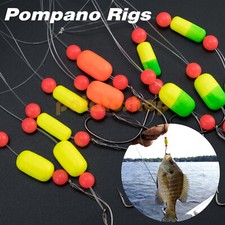 5 Packs Pompano Rigs Snell Floats 2 Hooks 30LB Surf Fishing Rigs Saltwater
