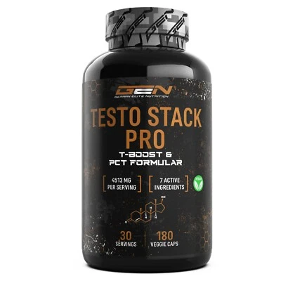 GERMAN ELITE NUTRITION Testo Stacker Pro - 180 capsule (V) T-Boost & PCT Formula - 7 principi attivi