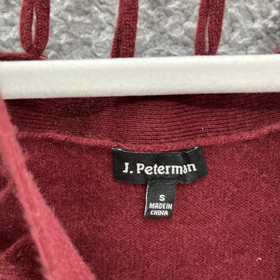 Suéter J Peterman Mujer Pequeño Borgoña Cachemira Tejido Abierto Escote Clásico Foto 3 de 4