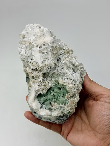 555g Green Apophyllite Cluster with Scolecite #35 - Mint Prismatic ...