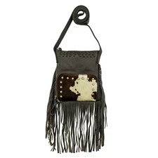 American West Womens Fringed Cowgirl 8in Pony Hair-On Leather Crossbody Bag OS