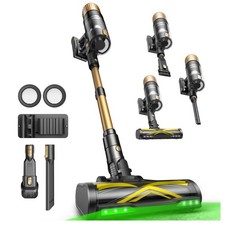 Cordless Vacuum Cleaner, 600W 60KPA 65min Runtime, Stick Vacuum with Green Li...
