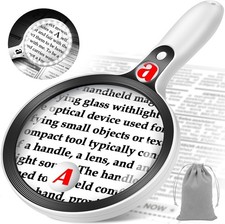 10X 20X 45X Large Magnifying Glass with Light, 5.5" Dimmable Handheld Magnifier