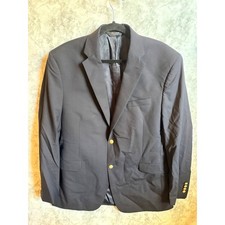 Jos A Bank Navy Blue Wool Blazer Gold Button Sport Coat Suit Jacket Size 44 Long