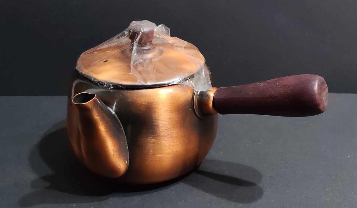 Pure Copper Tea Utensil Set Teapot Tea Caddy Kensui 4 Pieces Used