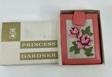 Vintage Princess Gardner Pink Leather Needlepoint Rose French Purse Wallet