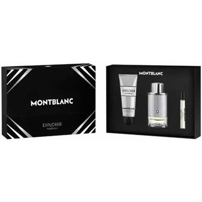 Mont Blanc Explorer Platinum Set 3.3oz EDP Spray + .25oz Mini + 3.3oz Shower Gel
