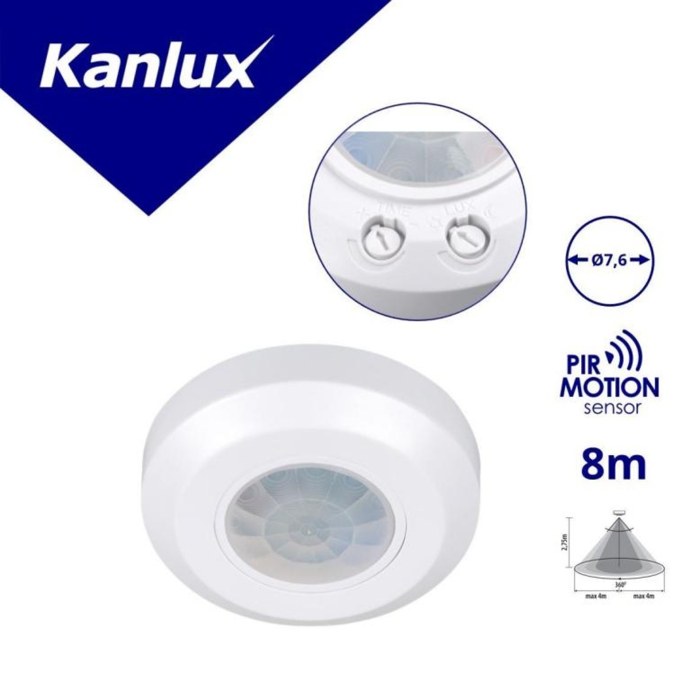 Pir Zona Mini-W 200VA Ø76mm 8m Zona Mini 37364 motion detector