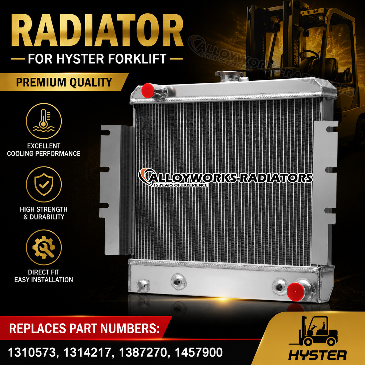 Aluminum 4 Row Radiator Fit for Hyster Forklift 1457900 1310573 1314217 1387270