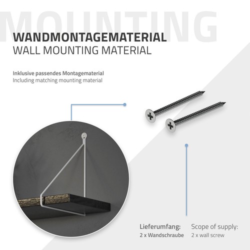 4x Soportes de estante de metal blanco 200 x 250 mm para balda o repisa de pared - Imagen 6 de 9