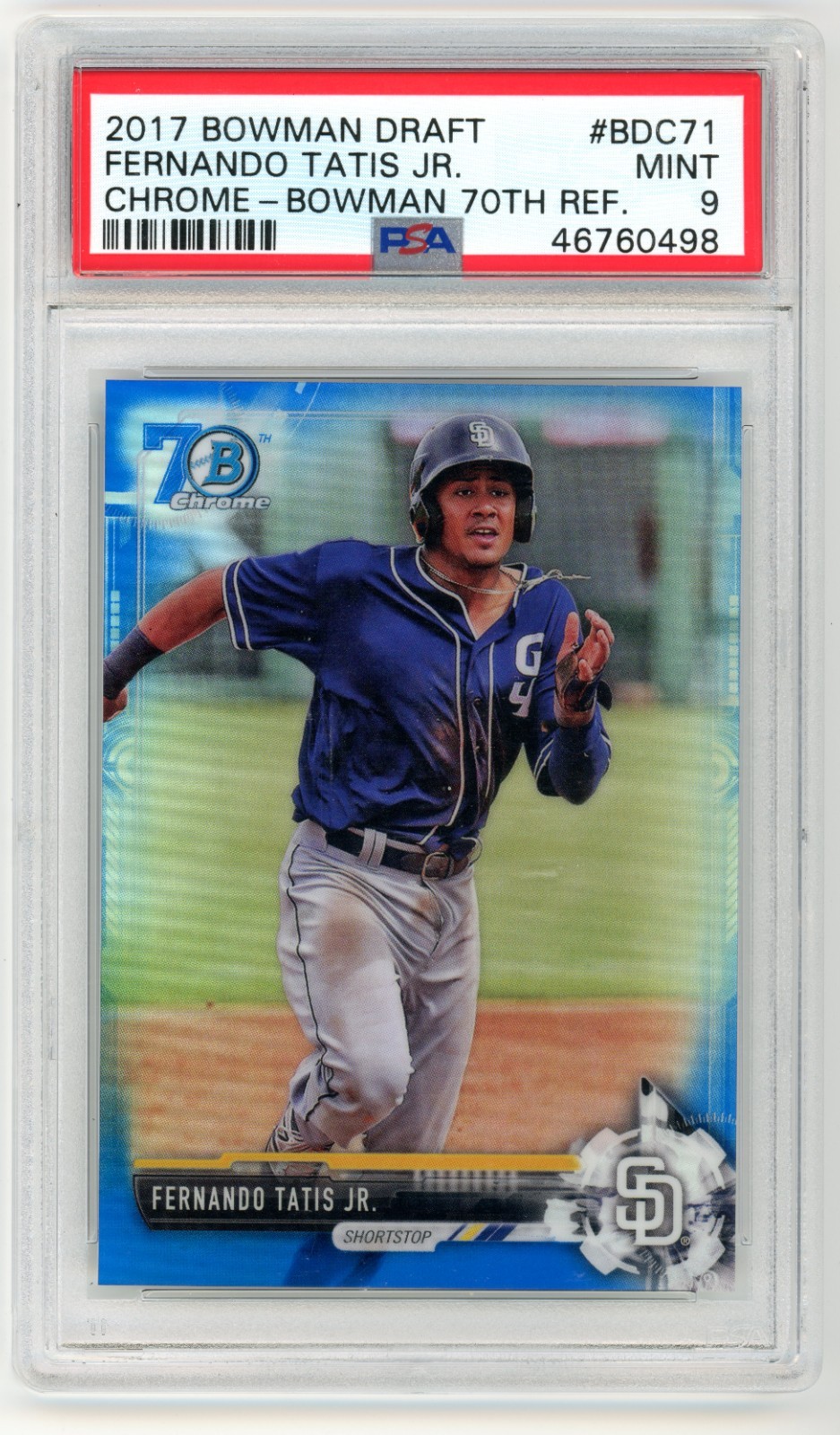 2017 Bowman Draft Chrome Blue Refractor 70th /200 Fernando Tatis Jr PSA 9