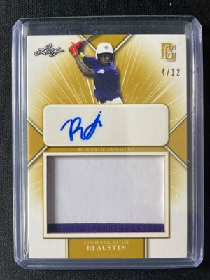 2021 Leaf Perfect Game RJ Austin Autographed Patch #4/12 Orioles!!!
