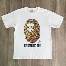 BAPE Gold Card BIG HEAD T-shirt a bathing ape NIGO White Size M