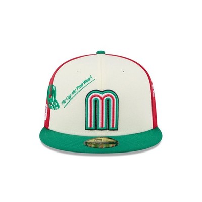 New Era 59Fifty Mexico Baseball Anniversary Logos Chrome Red Under - NWT - 7 3/8