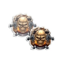 Classic Flaming Skull Stickers Hot Rod Garage Decal Made in USA 2 PACK