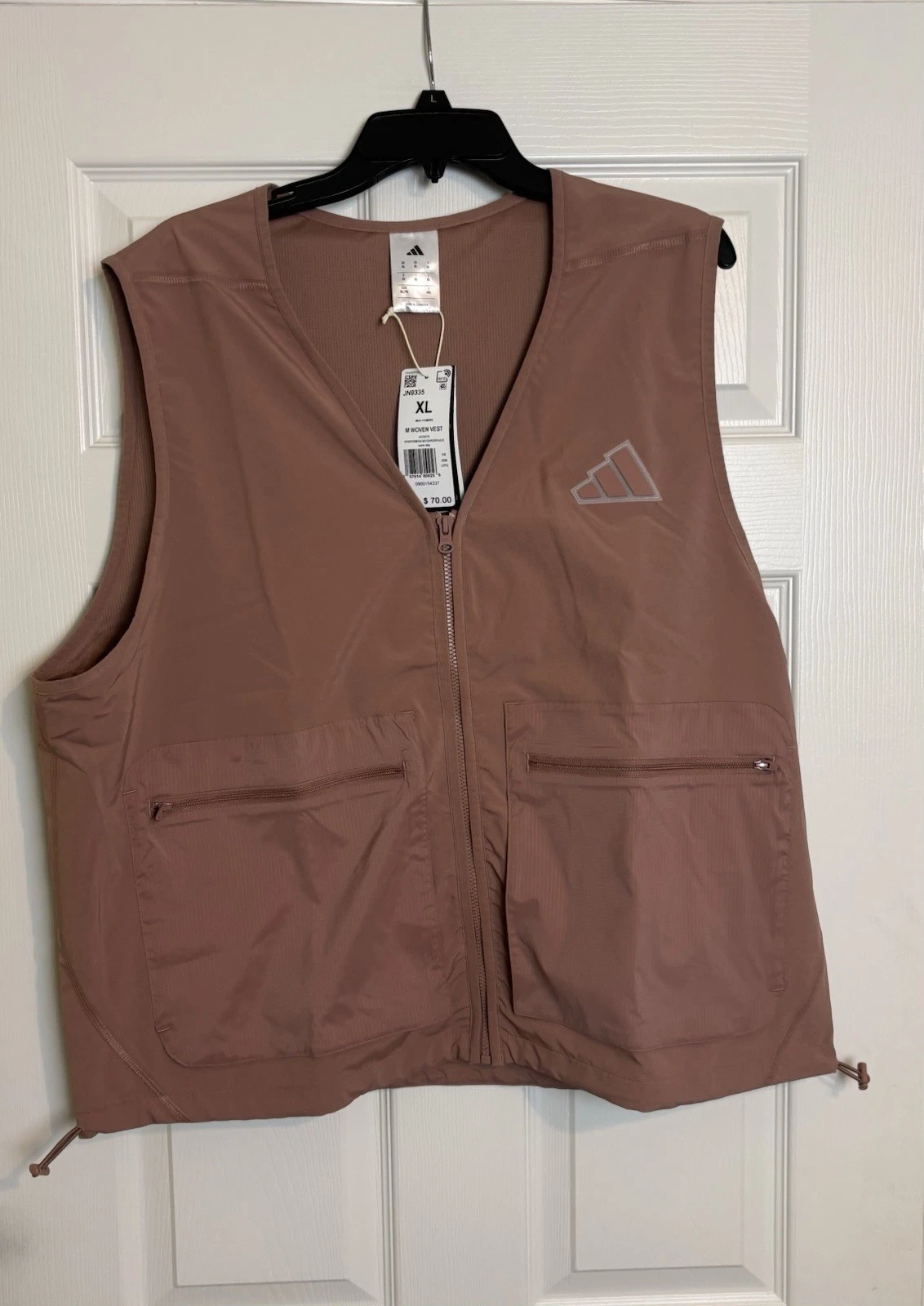 Adidas Woven Vest Sportswear Full Zip Camp Pockets Warm Clay JN9335 Men Size XL
